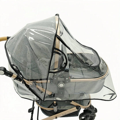 1pc Universal Travel Windproof Breathable Baby Stroller Rain Cover, Transparent Baby Stroller Rain Cover, Baby Stroller Accessories, Suitable For Rainy Days