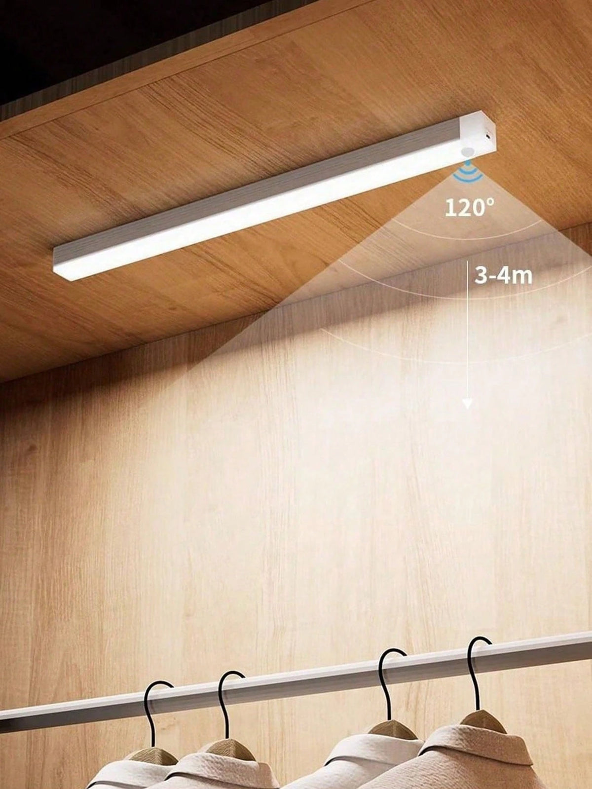 1pc USB Rechargeable Motion Sensor Night Light, Warm/White Cabinet Light Wireless Motion Sensor LED Strip Light, LED Long Sensing Lamp, Bedroom Reading Light Rechargeable Magnetic Night Light, Lightin