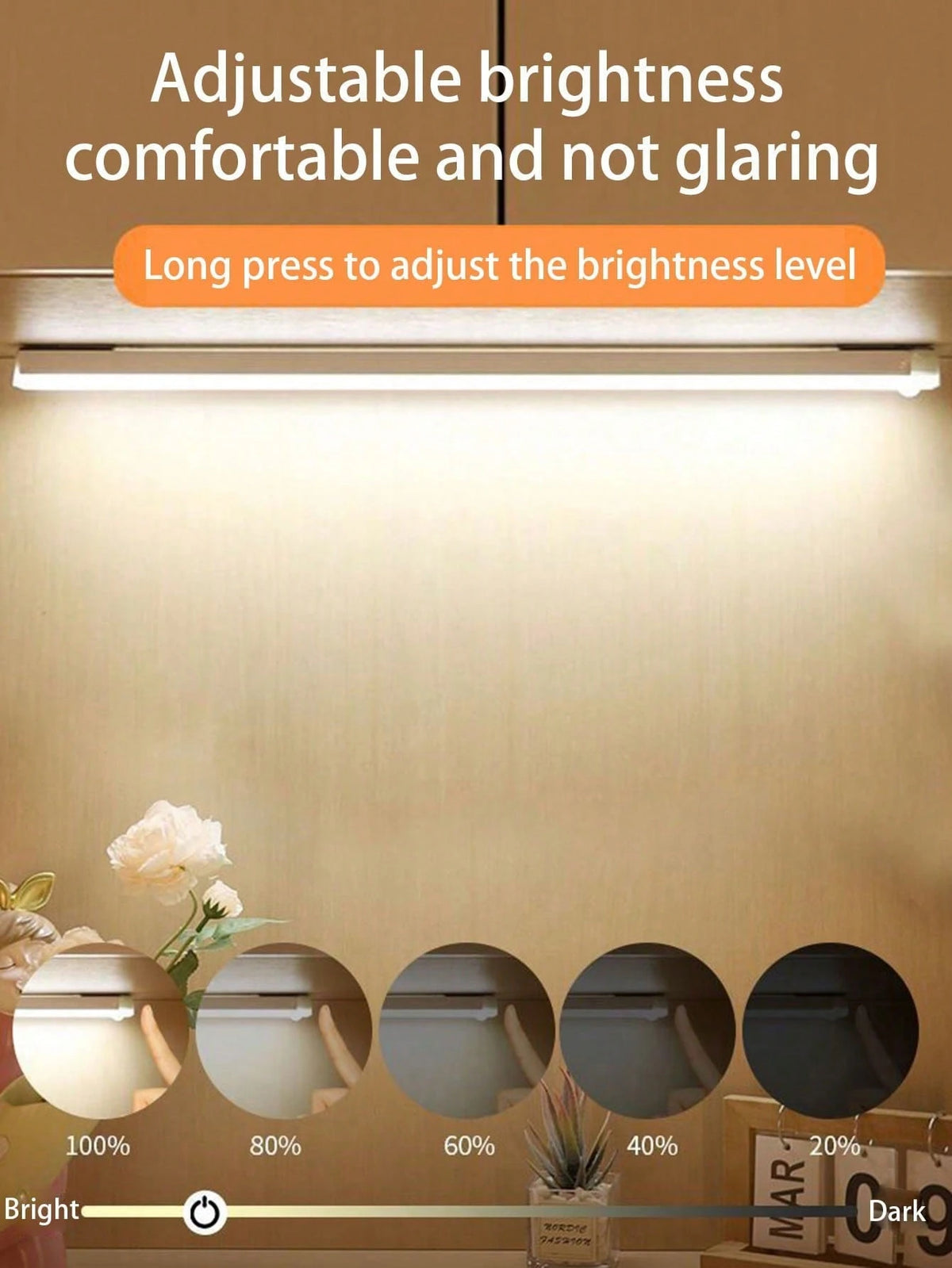 1pc USB Rechargeable Motion Sensor Night Light, Warm/White Cabinet Light Wireless Motion Sensor LED Strip Light, LED Long Sensing Lamp, Bedroom Reading Light Rechargeable Magnetic Night Light, Lightin