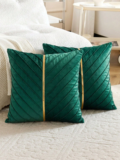 1pc Velvet Gold Shiny Diagonal Stripe Pillowcase, Square Cushion Cover, Holiday Home Pillow Decor, Soft Comfortable Fabric, Modern Decorative Sofa, Home Bedroom, Dorm Use