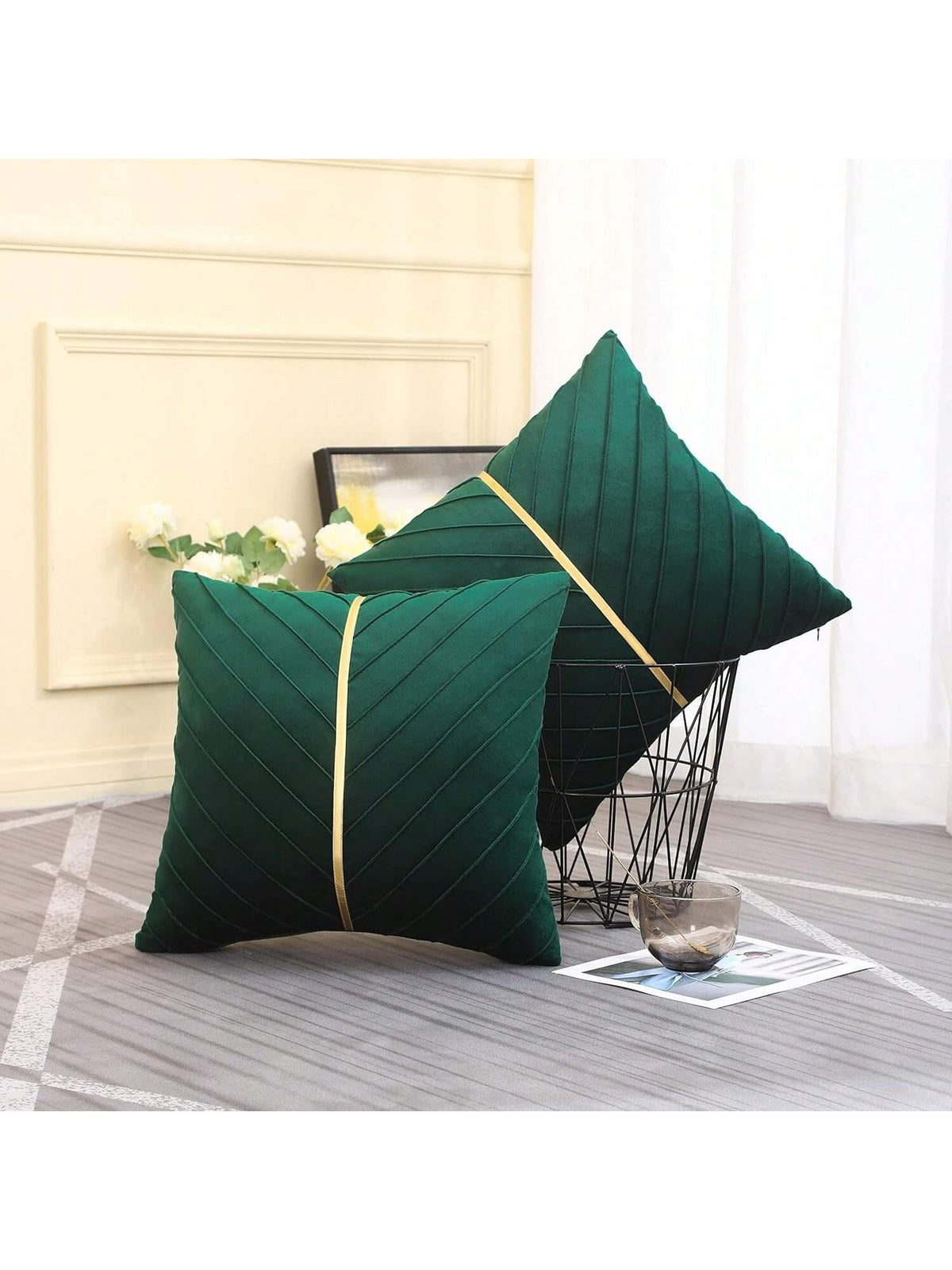 1pc Velvet Gold Shiny Diagonal Stripe Pillowcase, Square Cushion Cover, Holiday Home Pillow Decor, Soft Comfortable Fabric, Modern Decorative Sofa, Home Bedroom, Dorm Use
