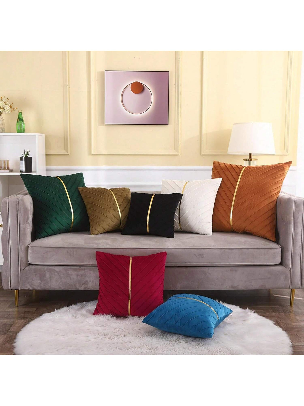 1pc Velvet Gold Shiny Diagonal Stripe Pillowcase, Square Cushion Cover, Holiday Home Pillow Decor, Soft Comfortable Fabric, Modern Decorative Sofa, Home Bedroom, Dorm Use