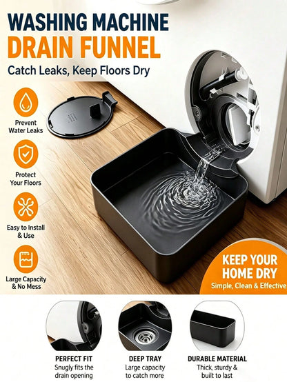 1pc Washing Machine Drain Tray With Opening Rotator, Universal Drainage Design, Ideal Water Collection Pan, Portable Leak-Proof Washer/Dryer Tray, Non-Slip Waterproof Drip Tray With Raised Edges To Pr