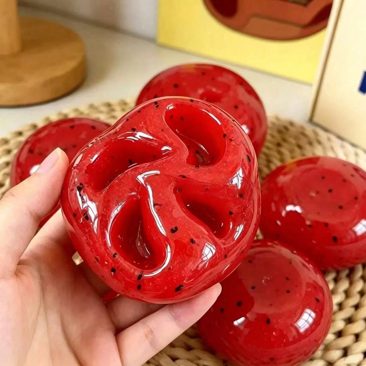 1pc Watermelon Ice Ball Squishy Toy, Sandy Texture, Anxiety Relief, ADHD Autism Fingertip Toy, Stress Relief Toy, Best Gift For Birthday, Party, Easter, Christmas, Valentine's Day, Back To School