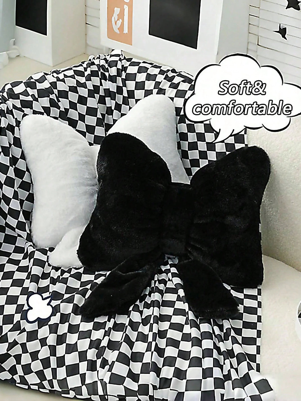 1pc White Bow Decorative Throw Pillow, Soft & Cute, Suitable For Bed, Sofa, Bedroom Decor, Home Decor, Essential For Spring/Summer, Perfect Gift For Holidays, Weddings, Graduations, Birthdays For Fami