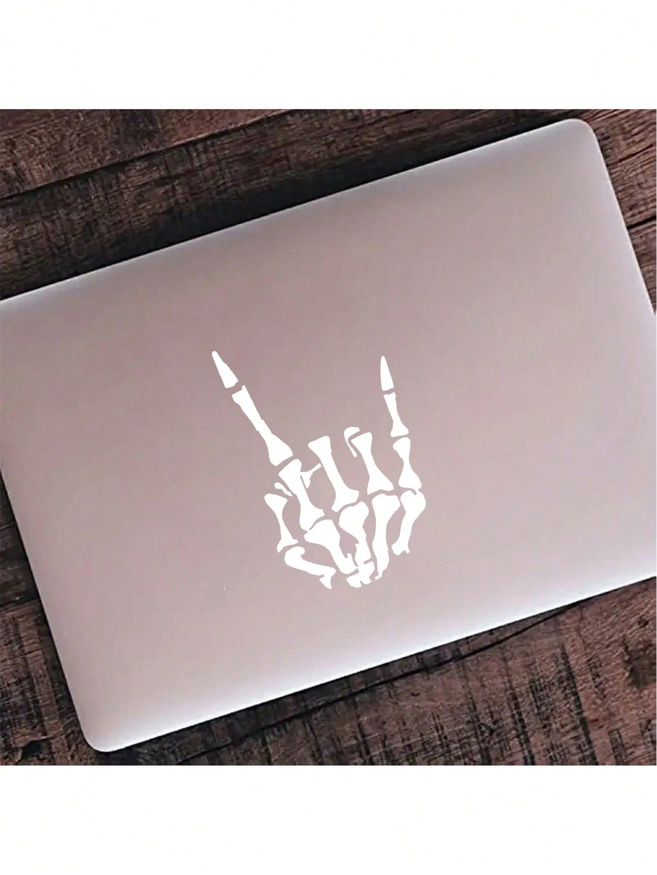 1pc White Rock Skeleton Hand Horn Scratch & Scratch Prevention Car Sticker, Universal Model