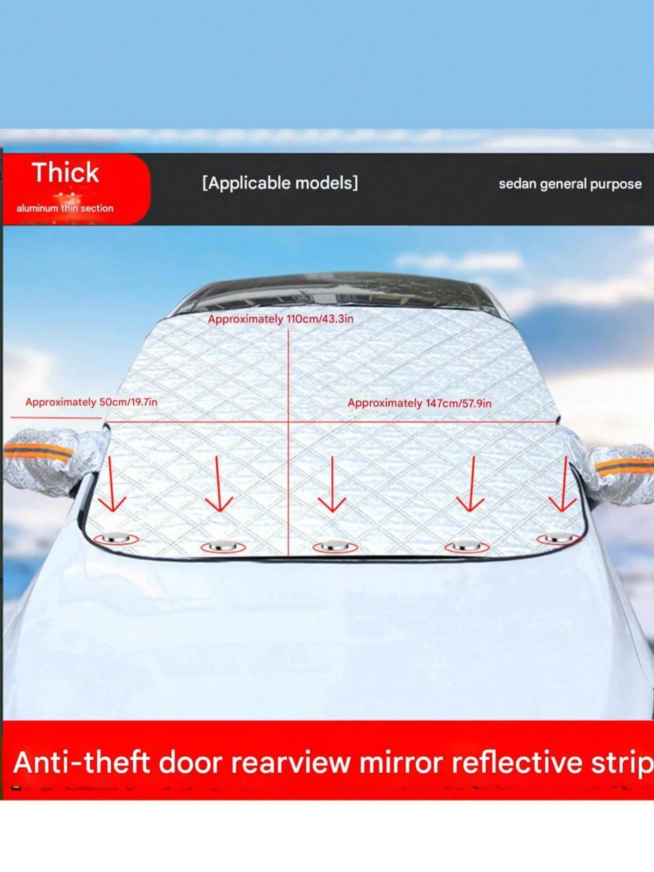 1pc Winter Car Snow Cover, Ice Cover, Summer Sun Shade, Car Window Snow Cover, Front Windshield, Car Accessories