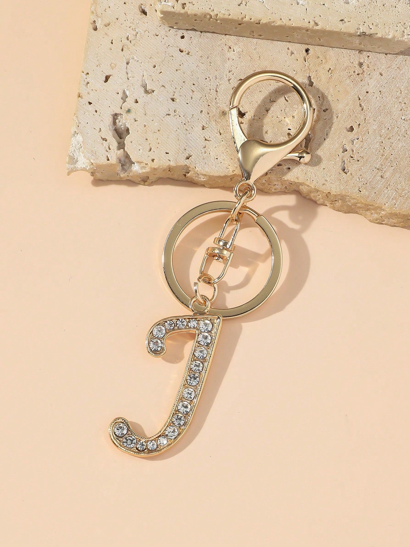 1pc Women's Fashion A-Z Letter Rhinestone Decorated Key Chain Pendant Keyring Wallet Handbag Charm