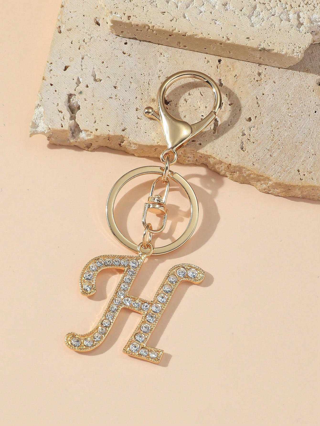 1pc Women's Fashion A-Z Letter Rhinestone Decorated Key Chain Pendant Keyring Wallet Handbag Charm