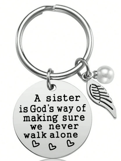1pc Women's "Not Sisters By Blood" Stainless Steel Key Chain & Heart Shaped Tag, Gift For Friends & Sisters, Birthday