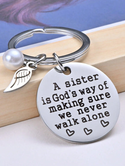 1pc Women's "Not Sisters By Blood" Stainless Steel Key Chain & Heart Shaped Tag, Gift For Friends & Sisters, Birthday