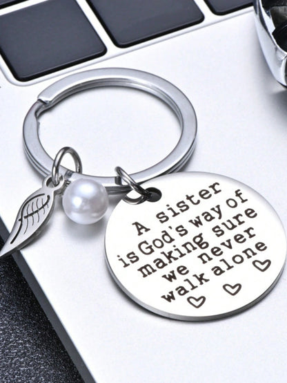 1pc Women's "Not Sisters By Blood" Stainless Steel Key Chain & Heart Shaped Tag, Gift For Friends & Sisters, Birthday