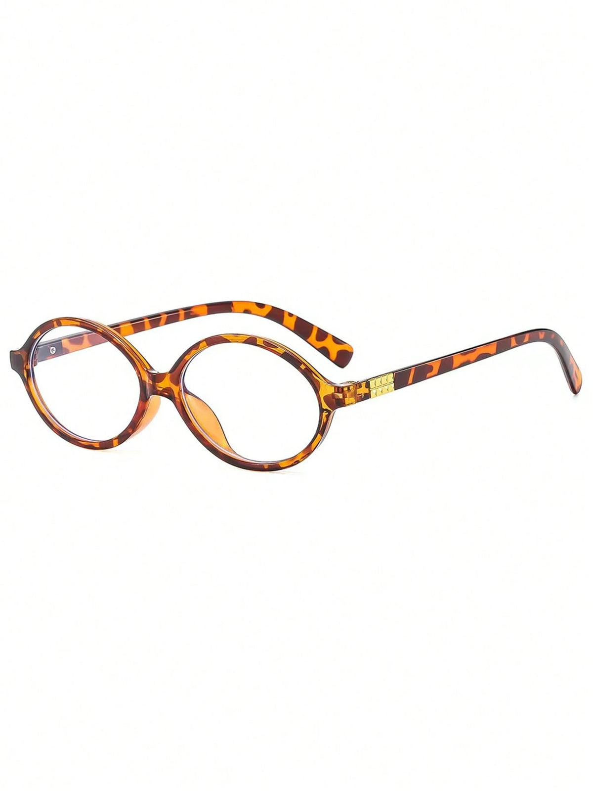 1pc Women's Oval Small Oval Frame Personalized Street Style Concave Transparent Glasses, Summer Study Accessories