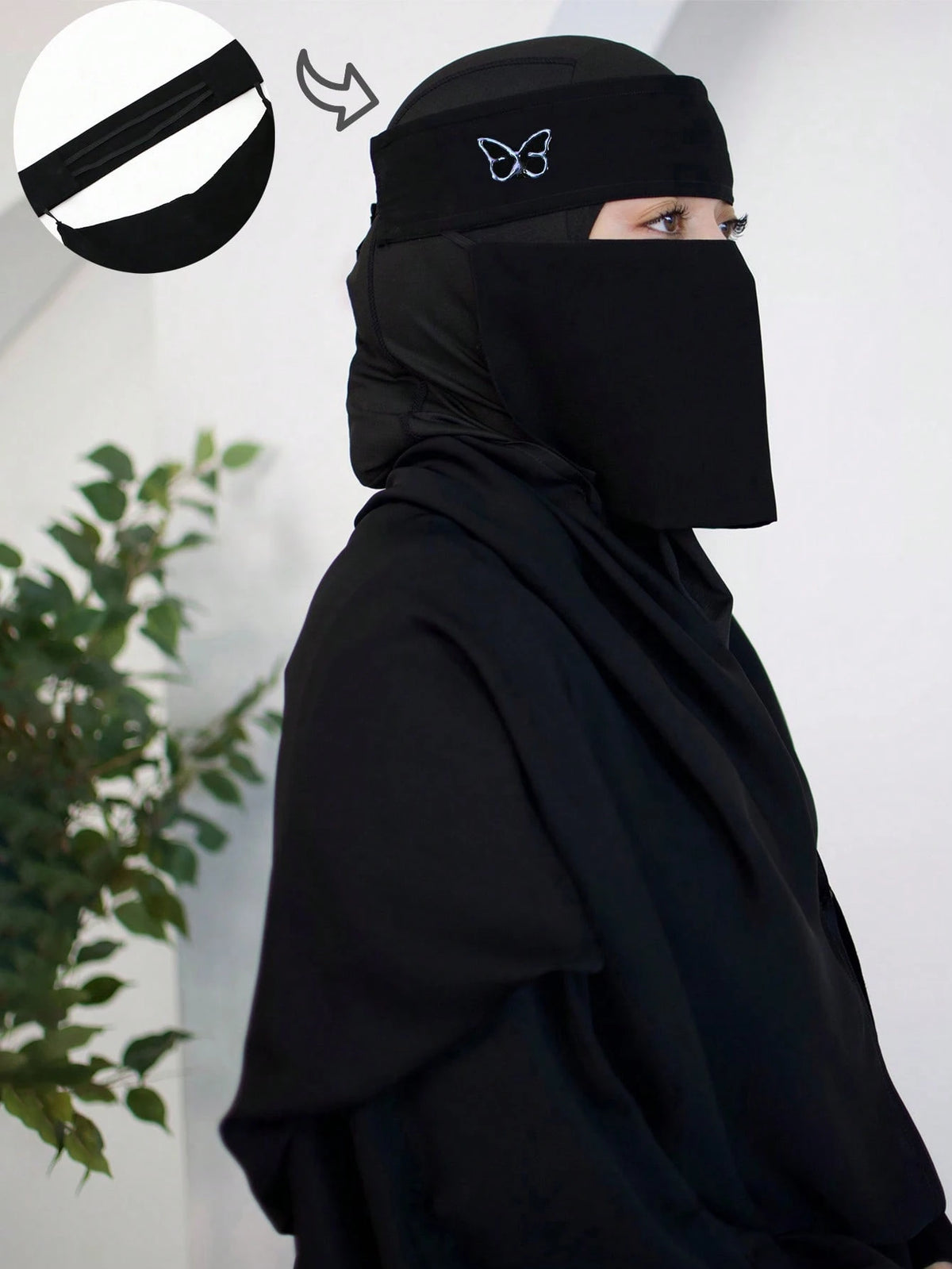 1PC Women's Solid Color Elastic Niqab, Lightweight Breathable Face Veil, Easy And Quick To Wear, Suitable For Muslim Matching With Hijab And Abaya, Comfortable For Long Wear, Breathable