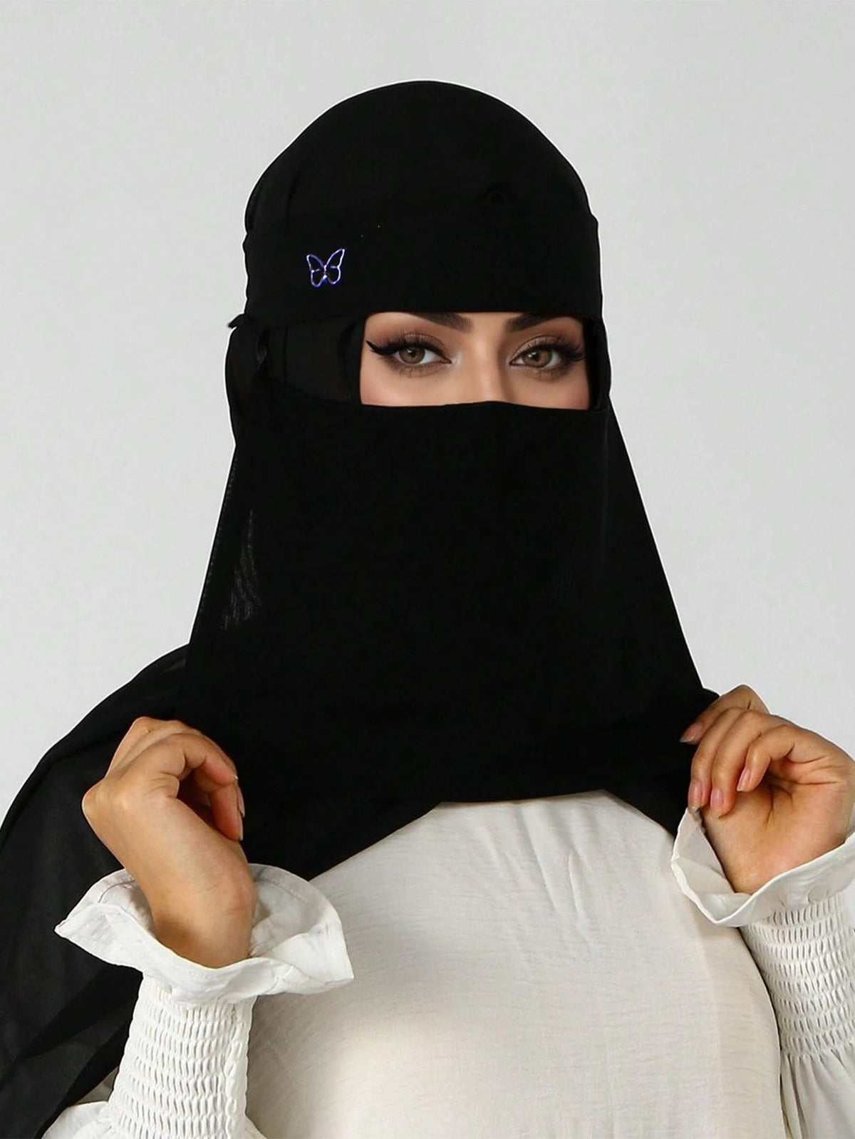 1PC Women's Solid Color Elastic Niqab, Lightweight Breathable Face Veil, Easy And Quick To Wear, Suitable For Muslim Matching With Hijab And Abaya, Comfortable For Long Wear, Breathable