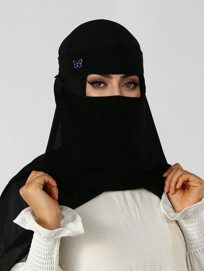 1PC Women's Solid Color Elastic Niqab, Lightweight Breathable Face Veil, Easy And Quick To Wear, Suitable For Muslim Matching With Hijab And Abaya, Comfortable For Long Wear, Breathable