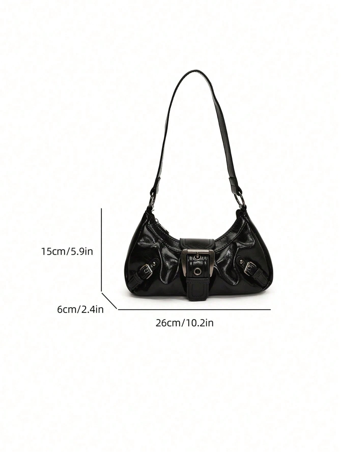1pc Women's Vintage Style Motorcycle Bag, Made Of Soft Leather, With Rivet Decoration, Buckle Design, Pleated Body, Cloud-Shaped. This Bag Is Suitable For Work, Commuting, Dating Or Attending Parties.
