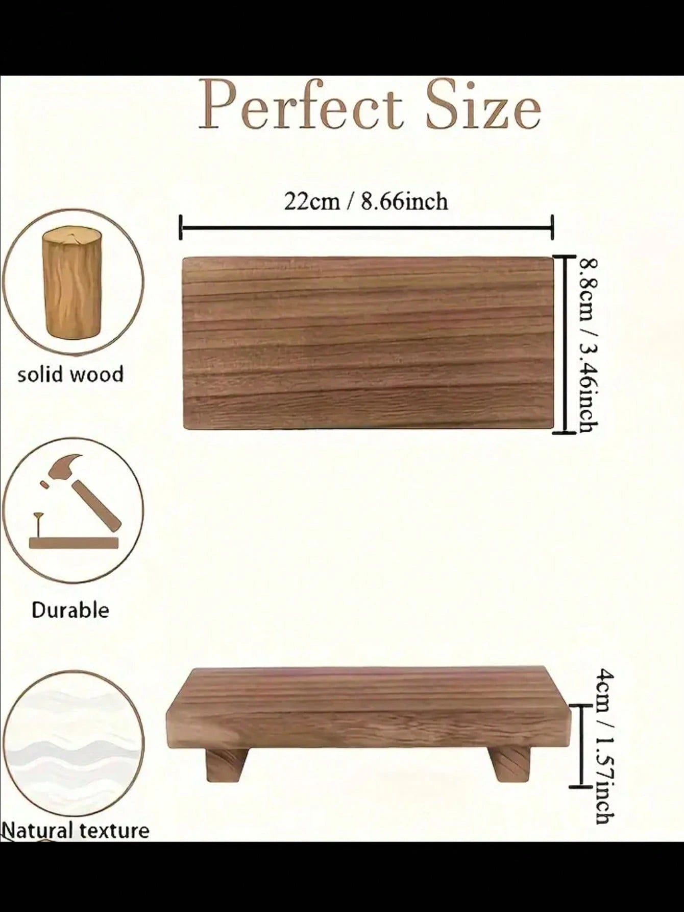 1pc Wooden Base Display Stand, Suitable For Bathroom, Kitchen Sink, Soap Dish, Candle Holder, Plant Rack, Farmhouse Style Bathroom And Kitchen Decor, Home Bathroom Decor, Bathroom Storage, Autumn Deco