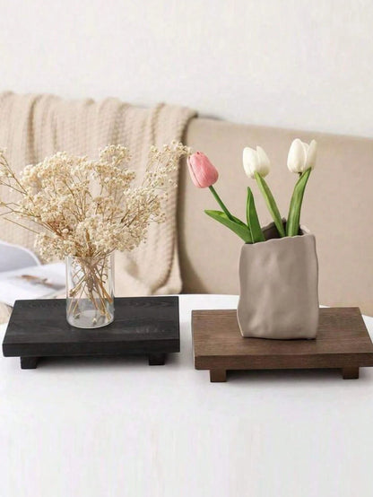 1pc Wooden Base Display Stand, Suitable For Bathroom, Kitchen Sink, Soap Dish, Candle Holder, Plant Rack, Farmhouse Style Bathroom And Kitchen Decor, Home Bathroom Decor, Bathroom Storage, Autumn Deco