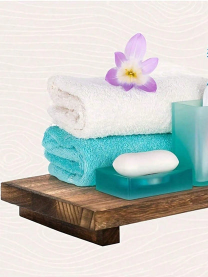 1pc Wooden Bathroom Countertop Tray, Striped Pattern Soap Holder, Candle Holder Home Decor Display Tray, Can Hold Snacks, Drinks, Sushi, Steak, Desserts, Cakes, Bread, Breakfast, Tea- Solid Wood Bath
