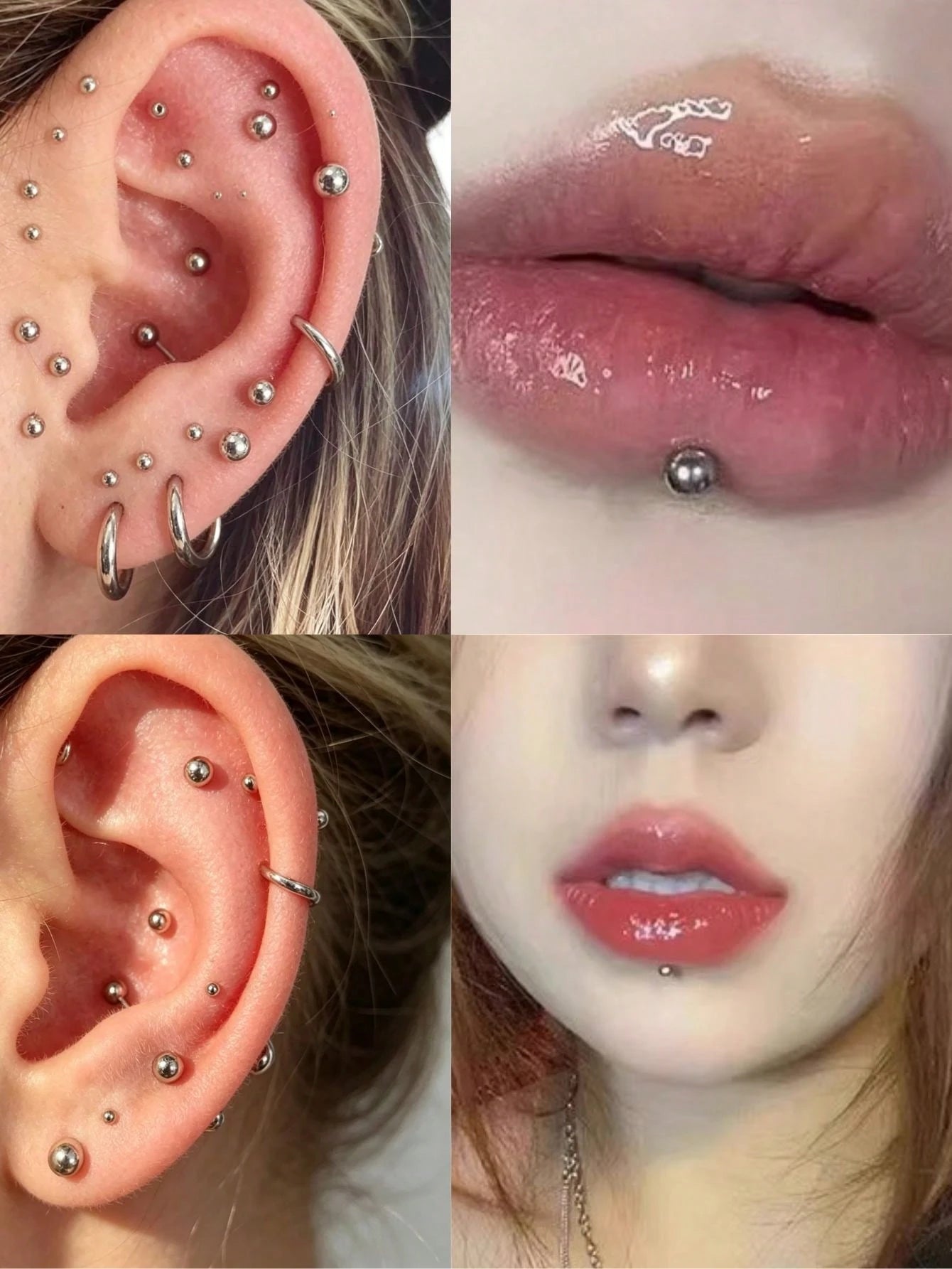 1pc Y2K Metallic Lip Stud Face Jewelry, Clip-On Nose/Eyebrow Piercing Sticker, Music Festival Party Edgy Makeup DIY