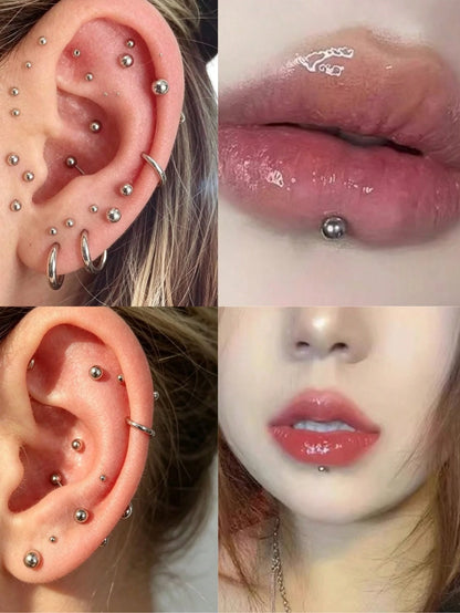 1pc Y2K Metallic Lip Stud Face Jewelry, Clip-On Nose/Eyebrow Piercing Sticker, Music Festival Party Edgy Makeup DIY