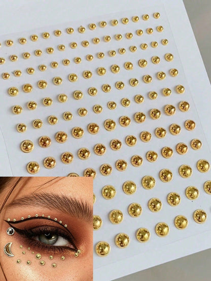 1pc Y2K Metallic Lip Stud Face Jewelry, Clip-On Nose/Eyebrow Piercing Sticker, Music Festival Party Edgy Makeup DIY
