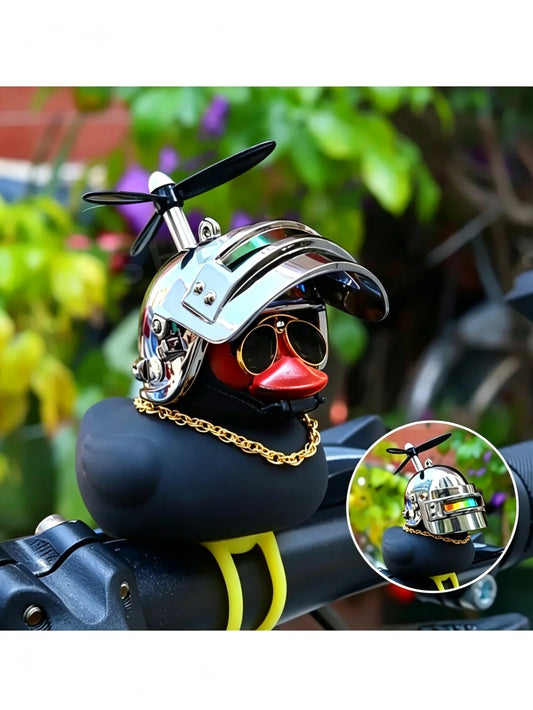 1pc Yellow Duck With Helmet Design Car Decoration, Car Dashboard Decor, Car Interior, Universal Motorcycle Handlebar Decoration