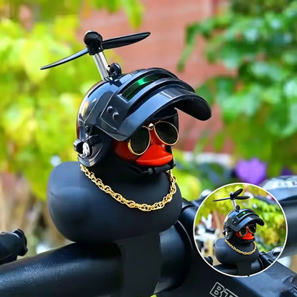 1pc Yellow Duck With Helmet Design Car Decoration, Car Dashboard Decor, Car Interior, Universal Motorcycle Handlebar Decoration