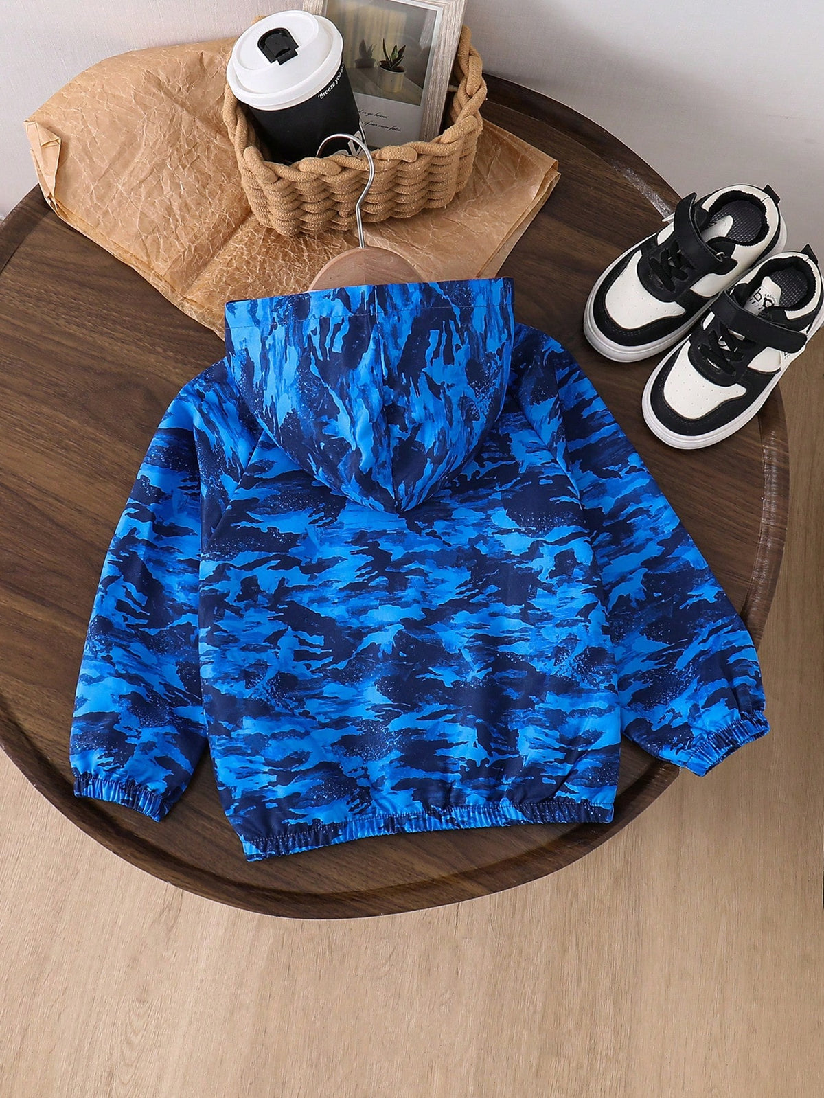 1pc Young Boy Casual Minimalist Camouflage Print Hooded Long Sleeve Jacket, Fashionable Casual Design, Suitable For Summer Wear, Suitable For 4-7 Years Old Boys Daily Wear, Suitable For Sports
