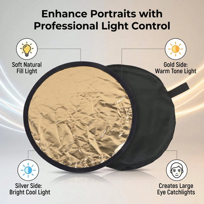 1PCS 30cm 2-In-1 3-In-1 Reflective Board, Gold/Silver Mini Portable Photography Reflector, Foldable Outdoor Shooting Fill Light Board, Portrait Photography Fill Light Board, Photography Reflective Boa