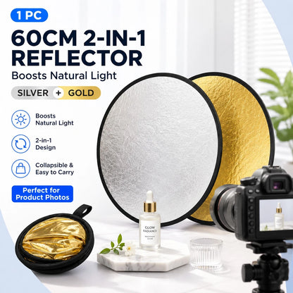 1pcs Foldable 2-In-1 Silver & Yellow Reflective Board For Photography, Soft Light Filling Light For Indoor/Outdoor Shooting Equipment
