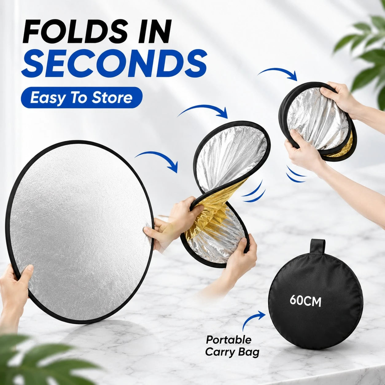 1pcs Foldable 2-In-1 Silver & Yellow Reflective Board For Photography, Soft Light Filling Light For Indoor/Outdoor Shooting Equipment