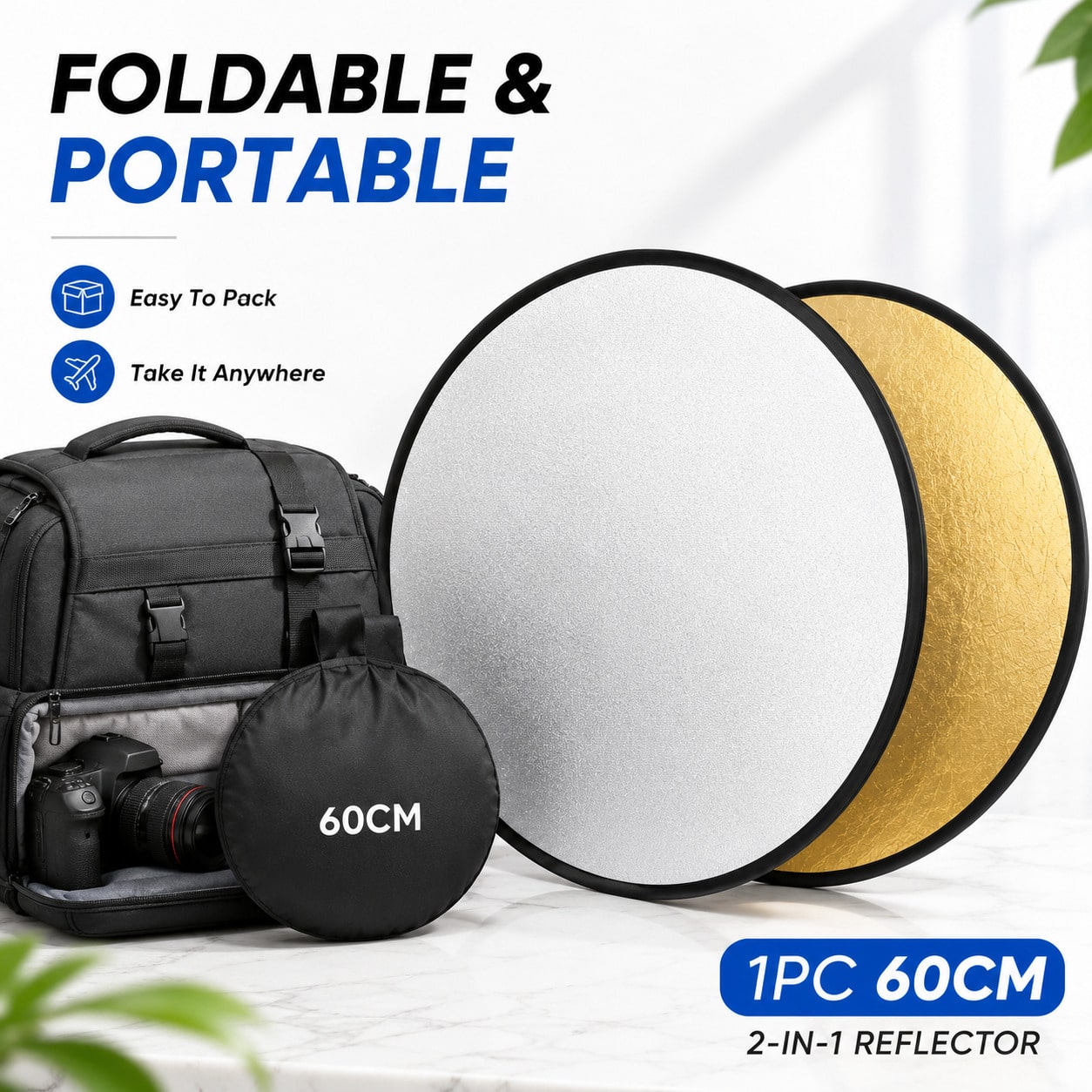 1pcs Foldable 2-In-1 Silver & Yellow Reflective Board For Photography, Soft Light Filling Light For Indoor/Outdoor Shooting Equipment
