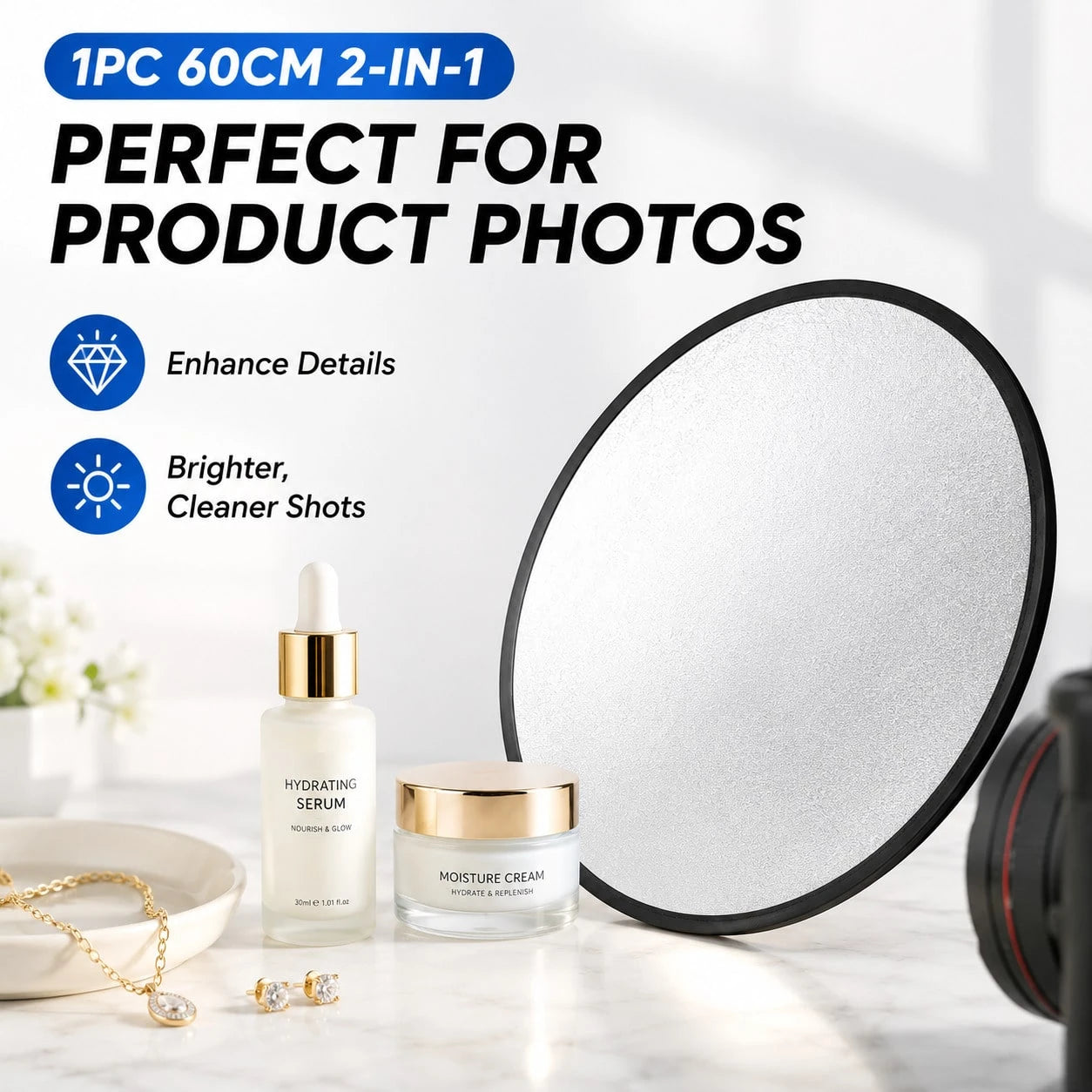 1pcs Foldable 2-In-1 Silver & Yellow Reflective Board For Photography, Soft Light Filling Light For Indoor/Outdoor Shooting Equipment