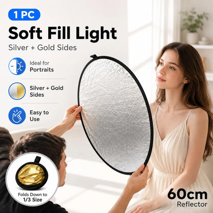 1pcs Foldable 2-In-1 Silver & Yellow Reflective Board For Photography, Soft Light Filling Light For Indoor/Outdoor Shooting Equipment