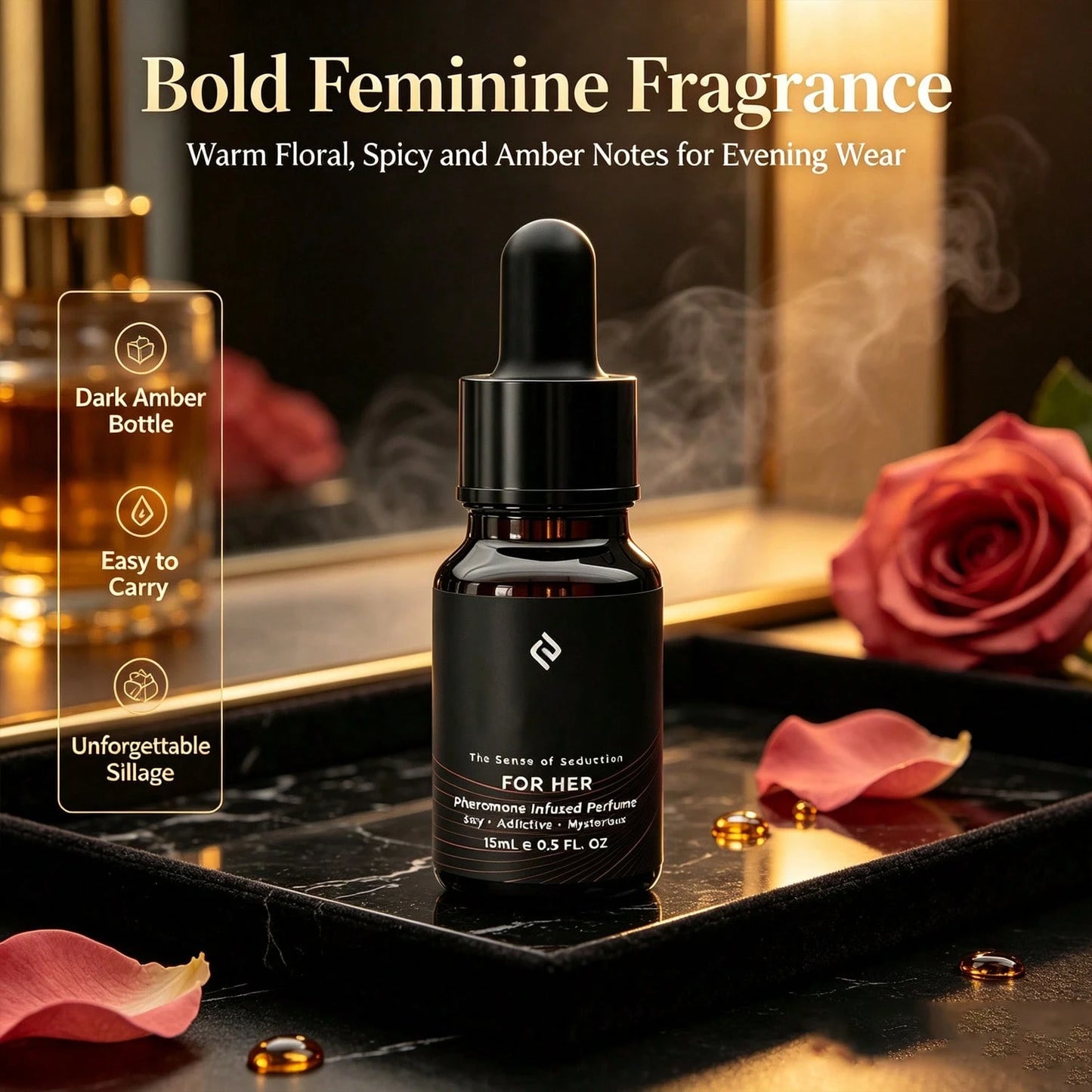 1pcs GDOA Pheromones Perfume For Women – The Original – Long-Lasting Women's Fragrances With Jasmine And Rose – Sweet & Spicy Aroma – Vegan & Cruelty-Free – 15ml/0.50 Fl.Oz,Suitable For Women's Daily