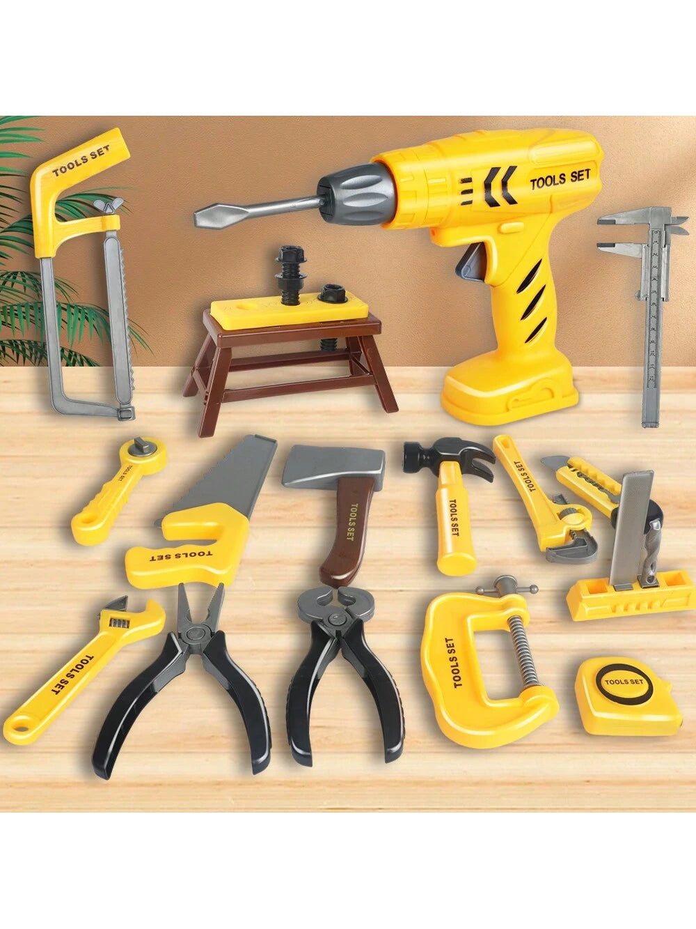 1set Boys Tool Building Set Repair Tools Box Toy, Simulated Electric Drill Screwdriver Pretend Play, Children Birthday Gift