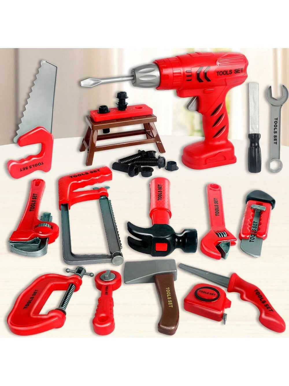 1set Boys Tool Building Set Repair Tools Box Toy, Simulated Electric Drill Screwdriver Pretend Play, Children Birthday Gift