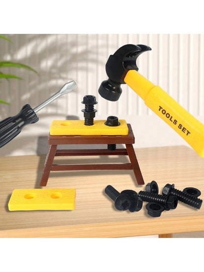 1set Boys Tool Building Set Repair Tools Box Toy, Simulated Electric Drill Screwdriver Pretend Play, Children Birthday Gift