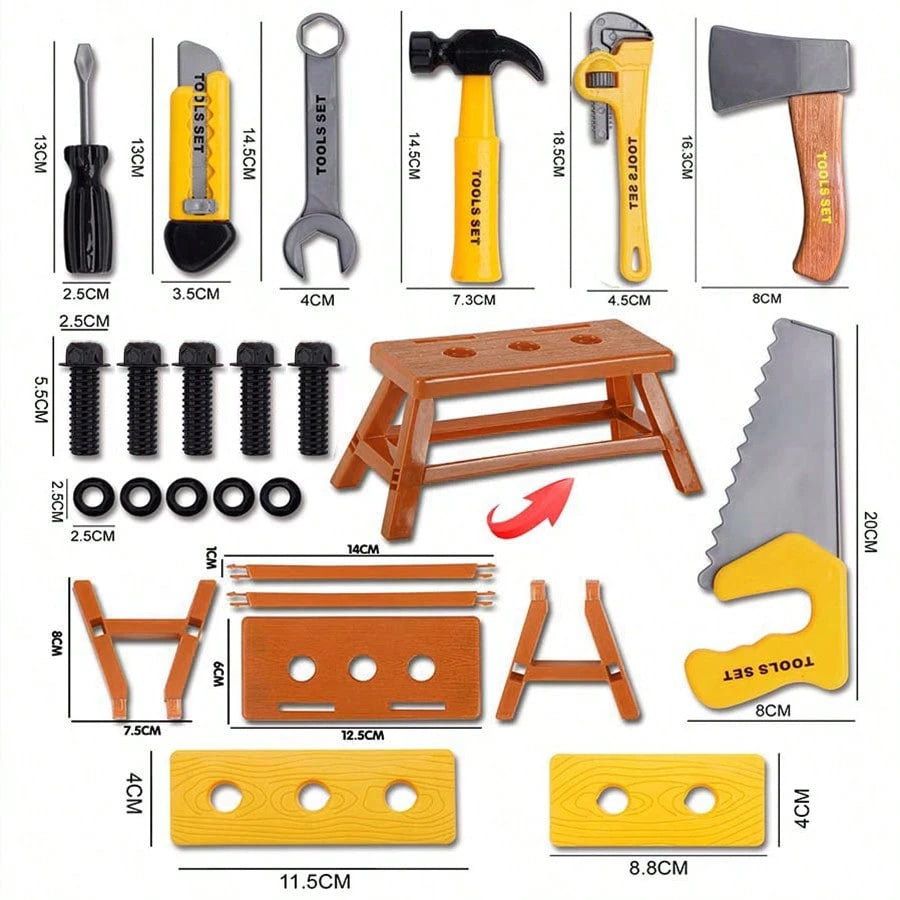 1set Boys Tool Building Set Repair Tools Box Toy, Simulated Electric Drill Screwdriver Pretend Play, Children Birthday Gift