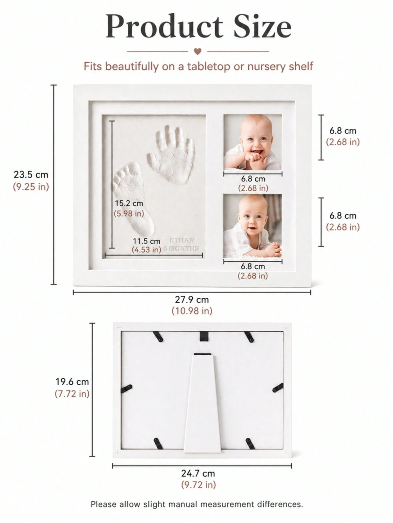 1set DIY Baby Hand And Footprint Clay Kit With Photo Frame, Newborn Hand And Footprint Mold Set, Exclusive Commemorative Gift For New Moms, Baby Shower, Nursery Home Decor, Unisex For Baby Boys And Gi