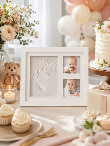 1set DIY Baby Hand And Footprint Clay Kit With Photo Frame, Newborn Hand And Footprint Mold Set, Exclusive Commemorative Gift For New Moms, Baby Shower, Nursery Home Decor, Unisex For Baby Boys And Gi