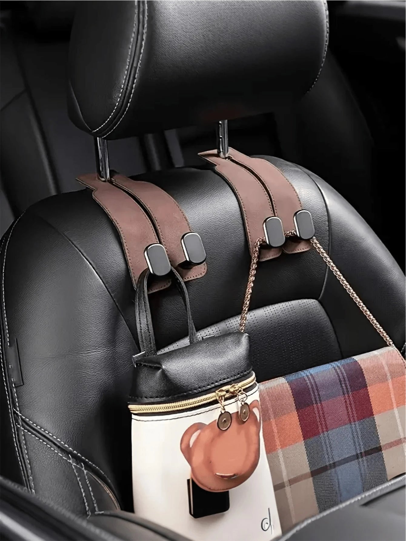 2/1pc Car Seat Hook, Creative Fashionable High-End Hook, Car Rear Seat Storage Hook Clip, Car Interior Accessory, Handbag/Wallet/Coat Hanging Rack, Car Storage Rack