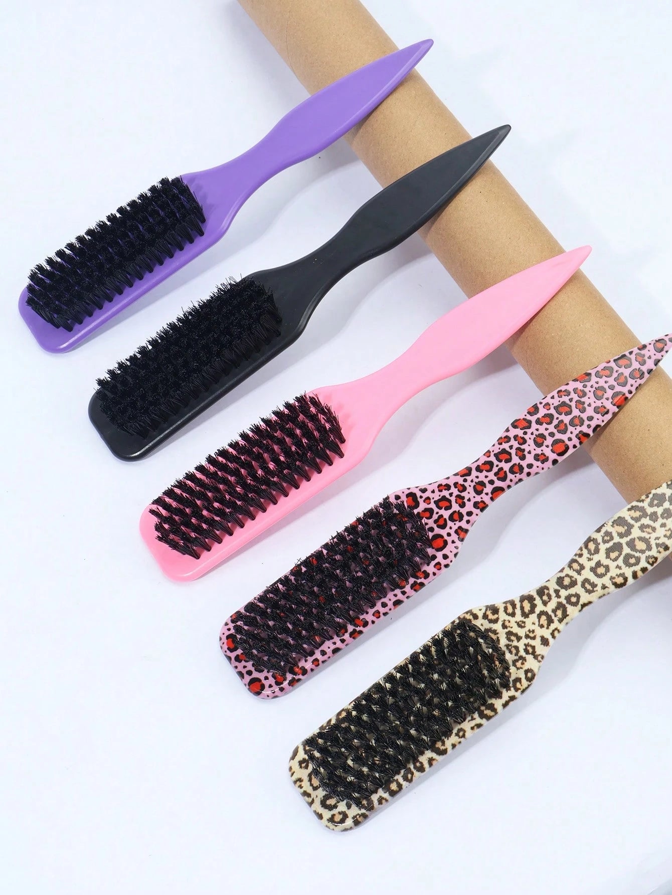 2/1pc Leopard Print Tail Comb, Wide Rat Tail Design Hair Styling Comb For Precise Sectioning, Smooth Ponytail & Edge Control Hair Brush