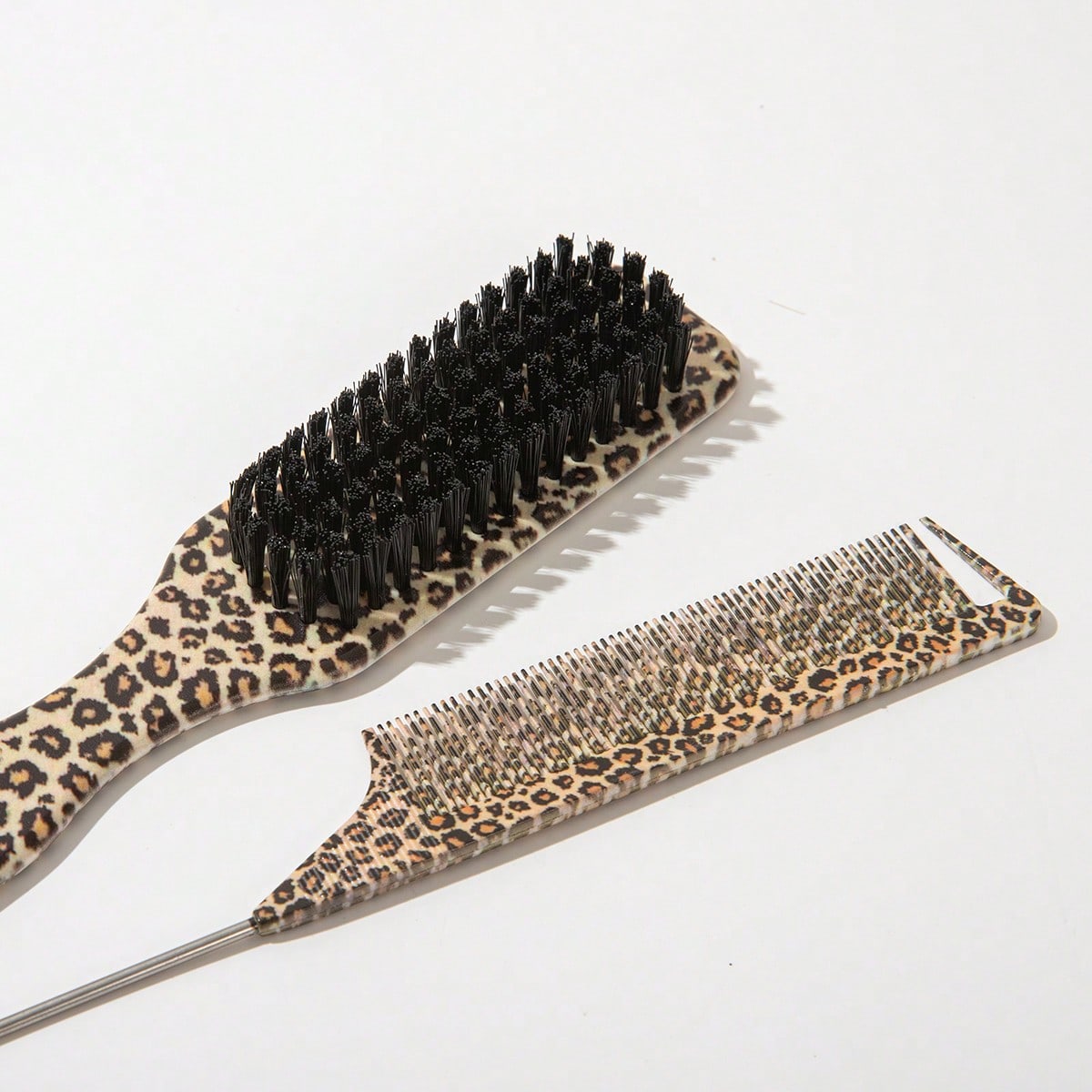 2/1pc Leopard Print Tail Comb, Wide Rat Tail Design Hair Styling Comb For Precise Sectioning, Smooth Ponytail & Edge Control Hair Brush