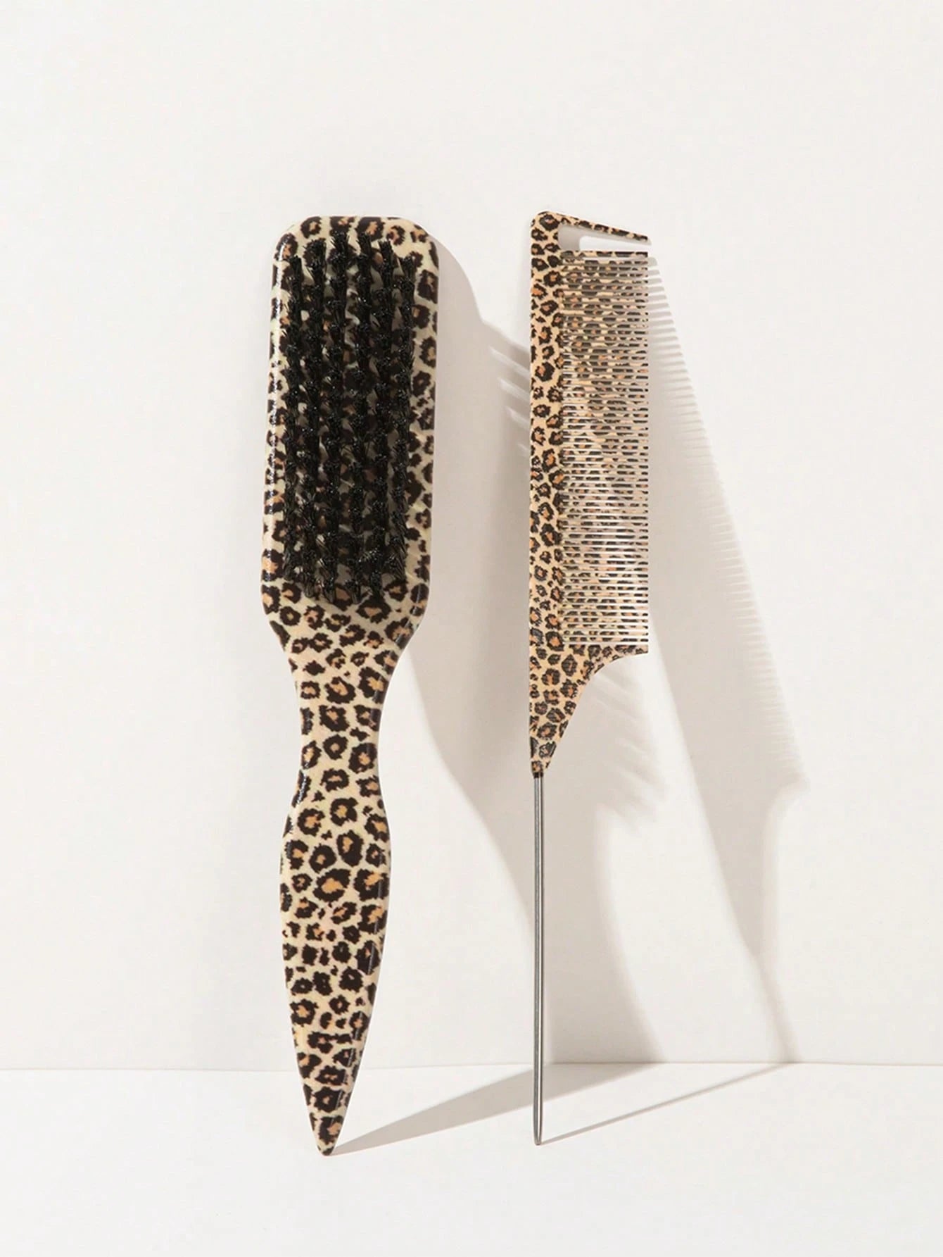 2/1pc Leopard Print Tail Comb, Wide Rat Tail Design Hair Styling Comb For Precise Sectioning, Smooth Ponytail & Edge Control Hair Brush