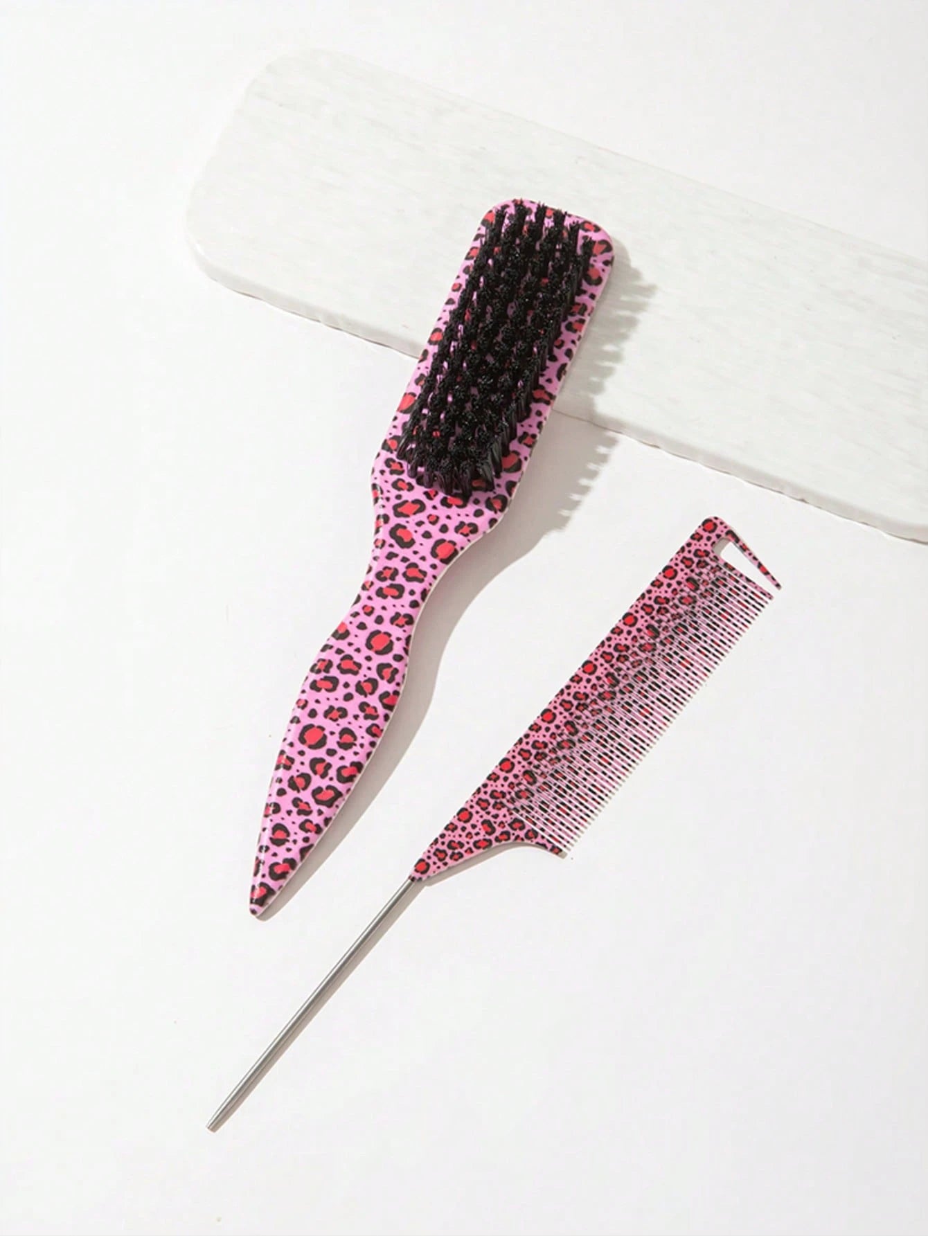 2/1pc Leopard Print Tail Comb, Wide Rat Tail Design Hair Styling Comb For Precise Sectioning, Smooth Ponytail & Edge Control Hair Brush