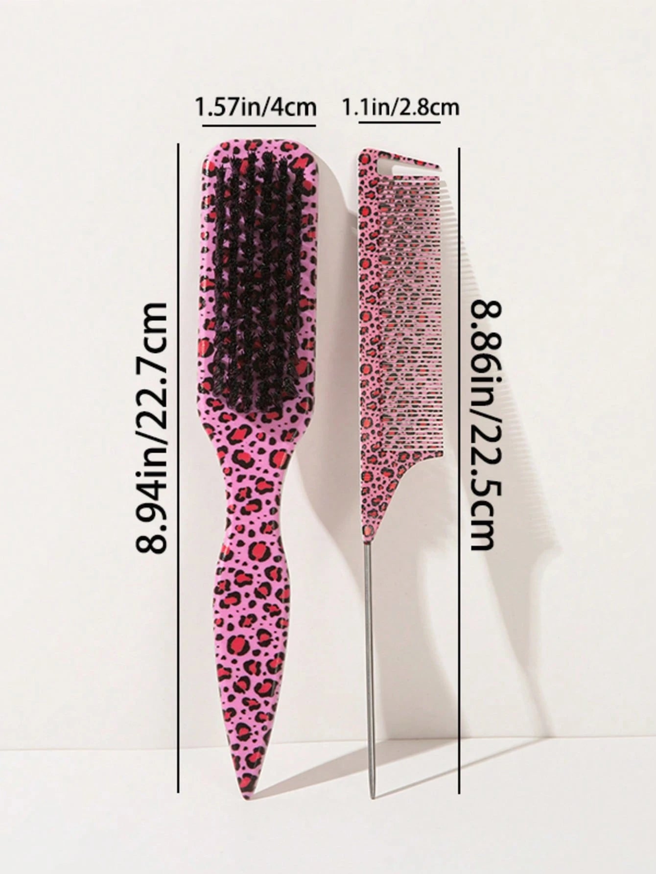 2/1pc Leopard Print Tail Comb, Wide Rat Tail Design Hair Styling Comb For Precise Sectioning, Smooth Ponytail & Edge Control Hair Brush