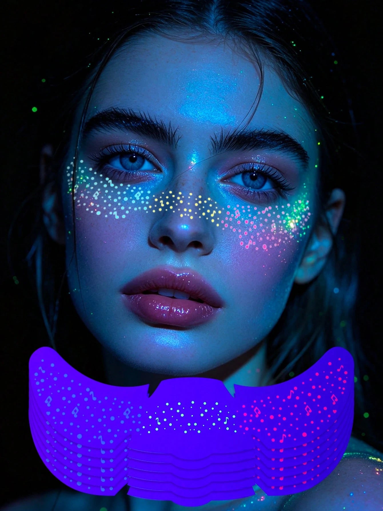 2/3/4/5/6pcs Freckle Face Temporary Tattoo Stickers, Waterproof Tattoo Stickers, Glitter Freckle Glow In Dark Sequin Freckle Stickers, Women's Glitter Freckle Face Stickers, Suitable For Dance Music P
